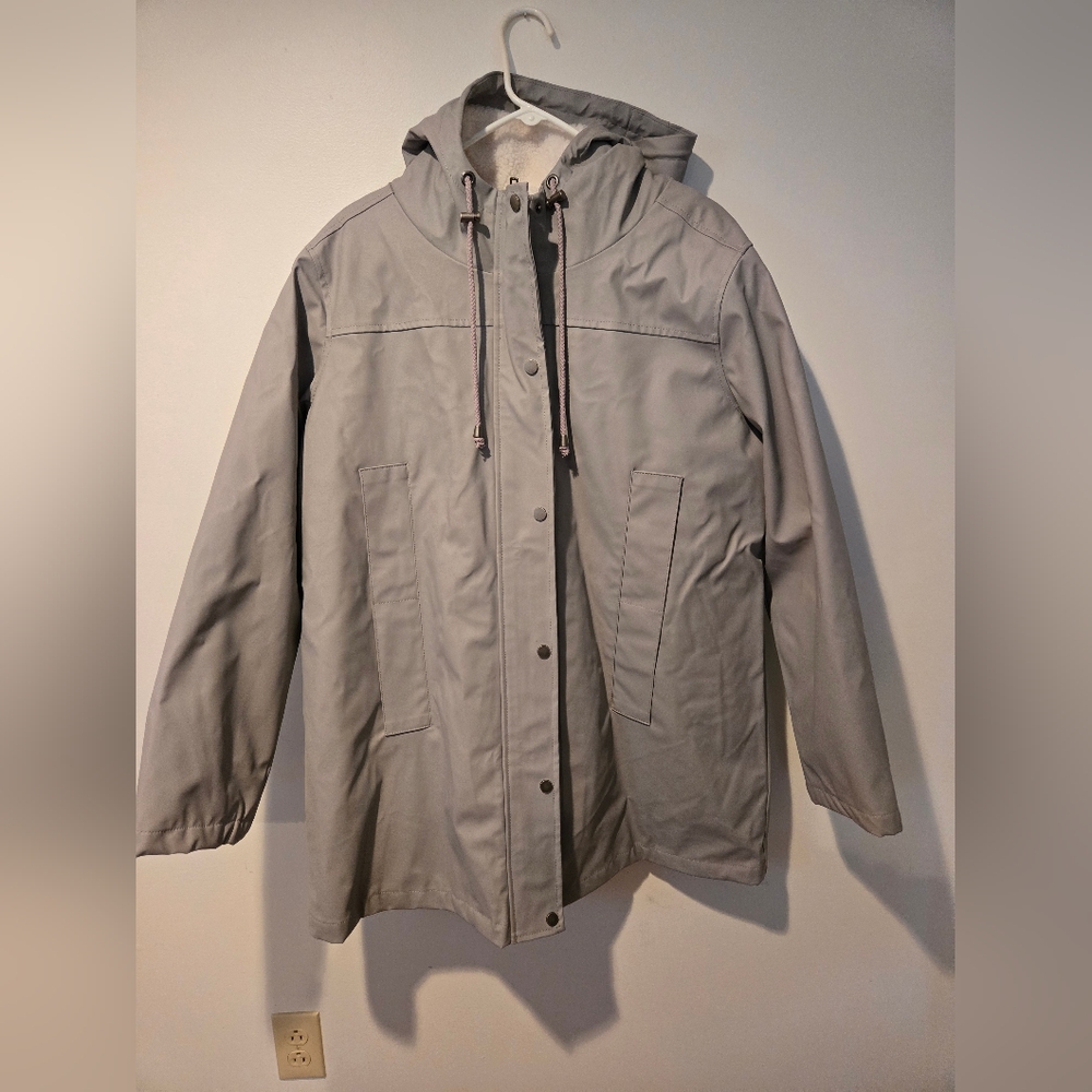 ASOS Womens Gray Design Borg Lined Raincoat Trench Coat